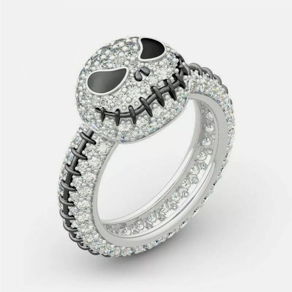 Nightmare Before Christmas Jack Skellington Skull Rhinestone Ring - Picture 3 of 6